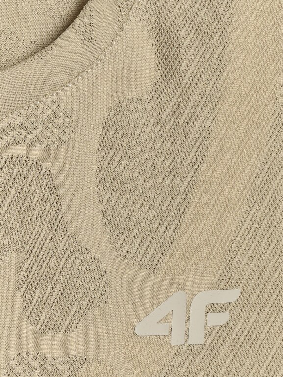 Męska koszulka treningowa bez rękawów 4F 4FWSS26TFSLM0877 - beżowa