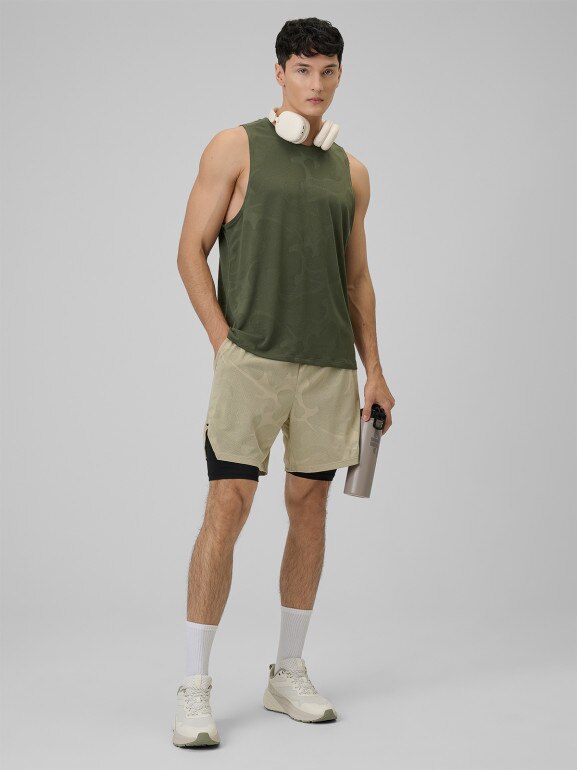 Męska koszulka treningowa bez rękawów 4F 4FWSS26TFSLM0877 - khaki