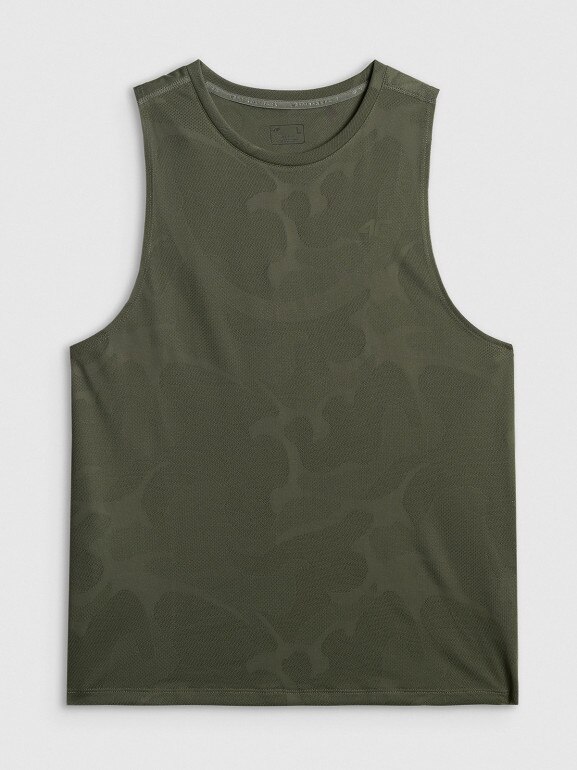 Męska koszulka treningowa bez rękawów 4F 4FWSS26TFSLM0877 - khaki