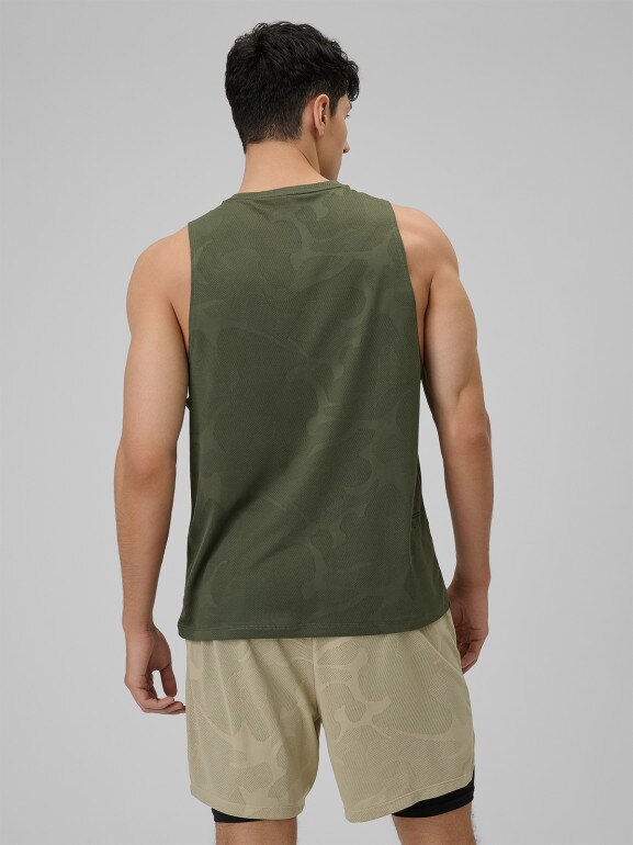 Męska koszulka treningowa bez rękawów 4F 4FWSS26TFSLM0877 - khaki