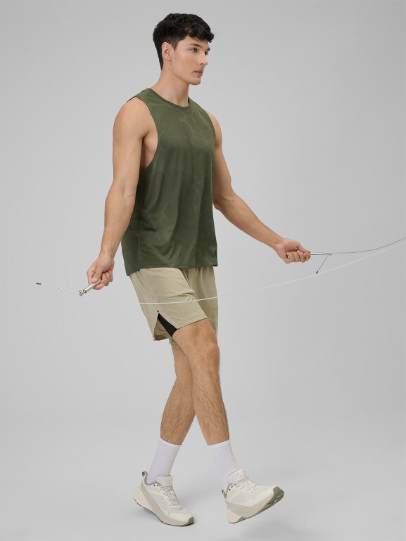 Męska koszulka treningowa bez rękawów 4F 4FWSS26TFSLM0877 - khaki