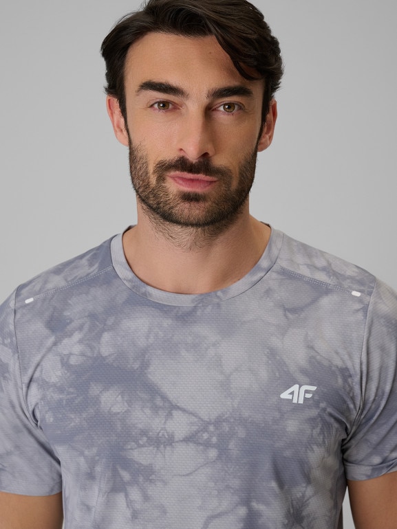 Męska koszulka treningowa z nadrukiem 4F 4FRSS26TFTSM2292 - szara
