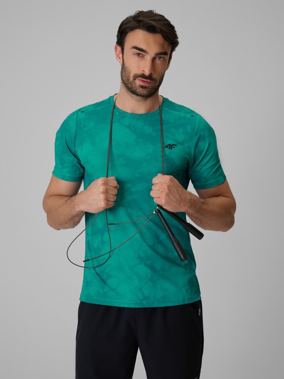 Męska koszulka treningowa z nadrukiem 4F 4FRSS26TFTSM2292 - zielona