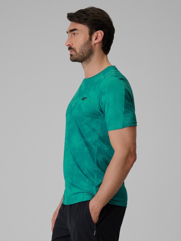 Męska koszulka treningowa z nadrukiem 4F 4FRSS26TFTSM2292 - zielona