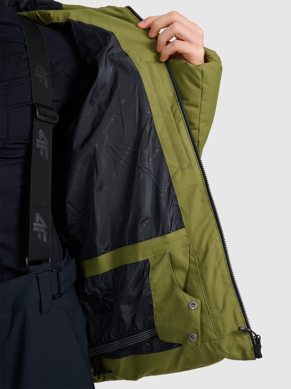 Męska kurtka narciarska 4F 4FWAW25TTJAM0788 - oliwkowa