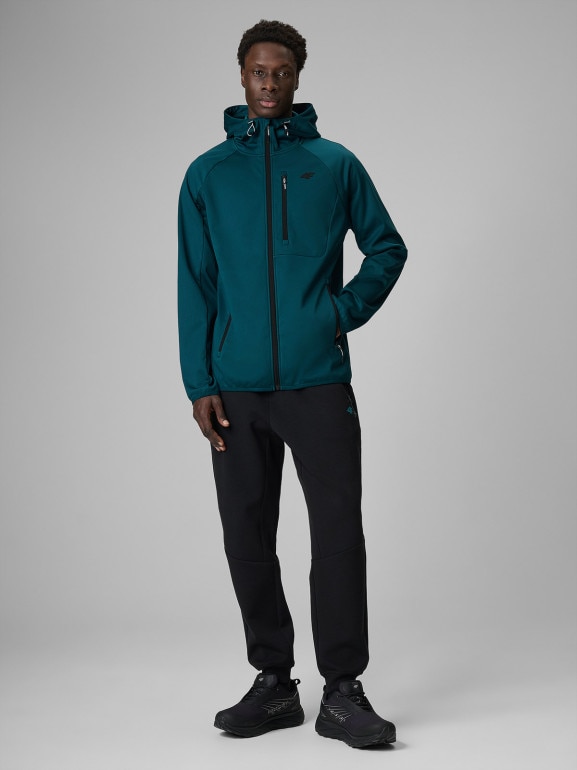 Męska kurtka przejściowa softshell 4F 4FRSS26TSOFM625 - turkusowa