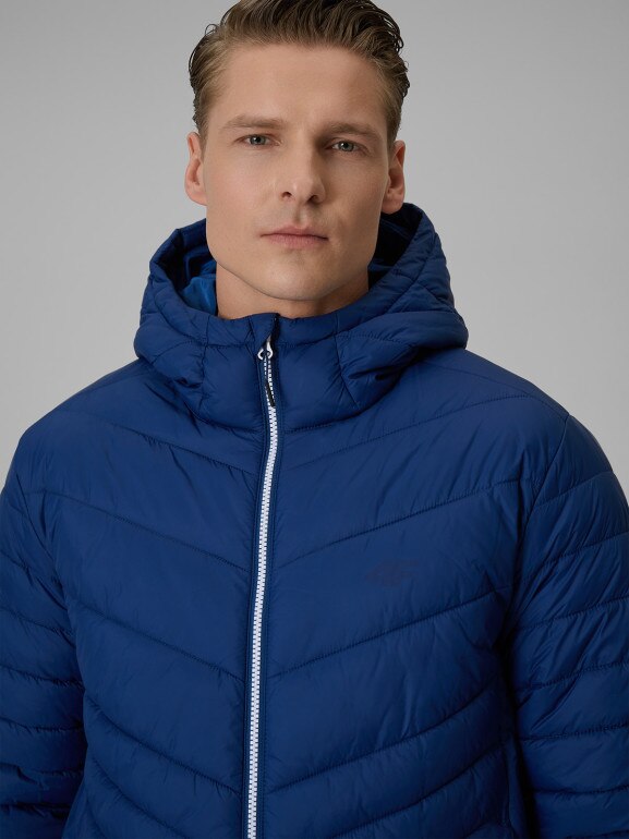 Męska kurtka puchowa pikowana 4F 4FRSS26TDJAM0953 - granatowa