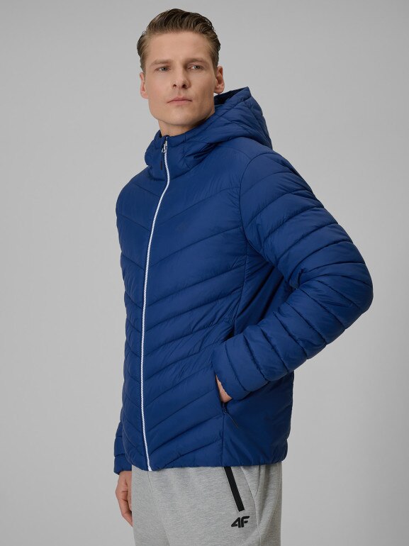 Męska kurtka puchowa pikowana 4F 4FRSS26TDJAM0953 - granatowa