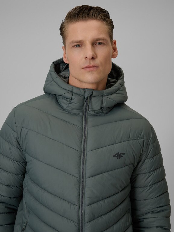 Męska kurtka puchowa pikowana 4F 4FRSS26TDJAM0953 - zielona