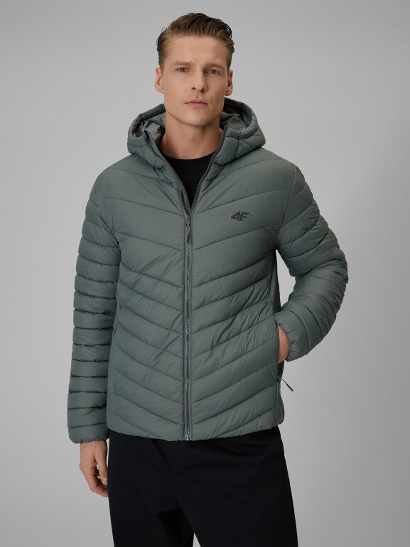 Męska kurtka puchowa pikowana 4F 4FRSS26TDJAM0953 - zielona