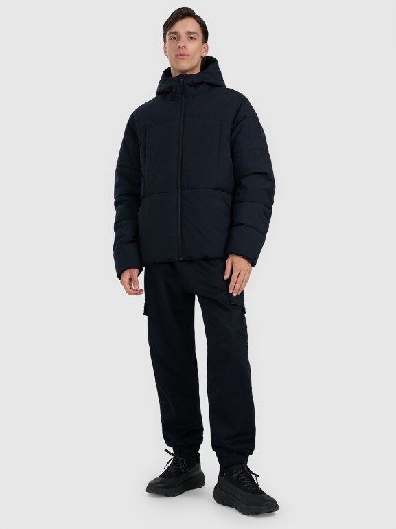 Męska kurtka puchowa pikowana 4F 4FWAW25TDJAM0710 - czarna