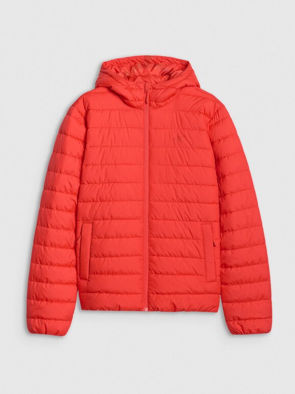 Męska kurtka puchowa pikowana 4F 4FWAW25TDJAM598 - czerwona