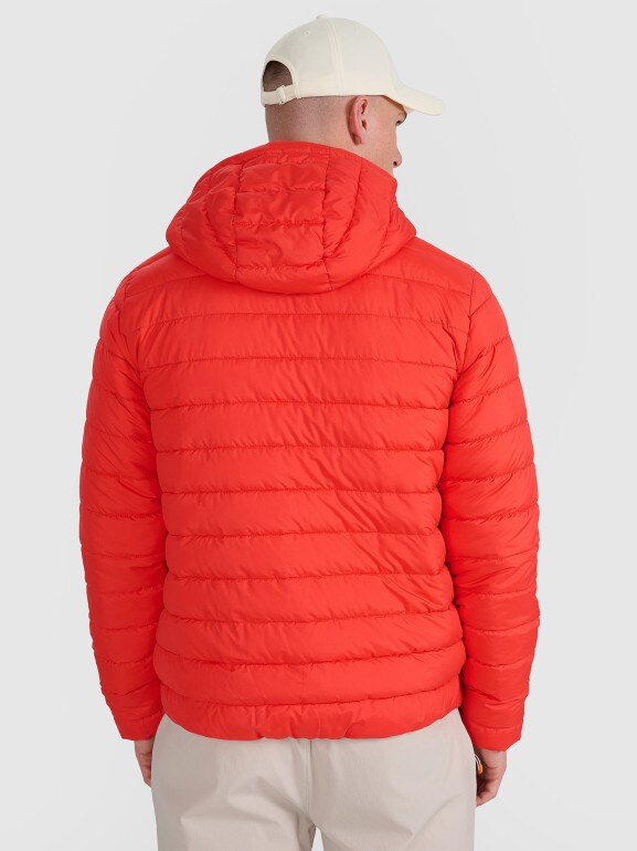 Męska kurtka puchowa pikowana 4F 4FWAW25TDJAM598 - czerwona
