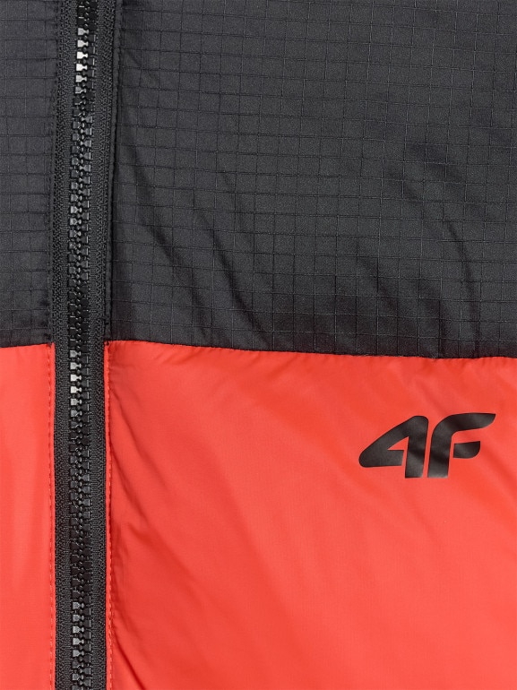 Męska kurtka puchowa pikowana 4F 4FWAW25TDJAM601 - czerwona