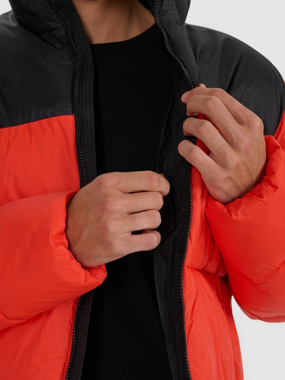 Męska kurtka puchowa pikowana 4F 4FWAW25TDJAM601 - czerwona