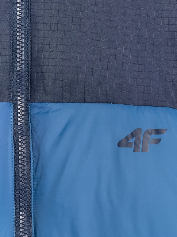 Męska kurtka puchowa pikowana 4F 4FWAW25TDJAM601 - niebieska