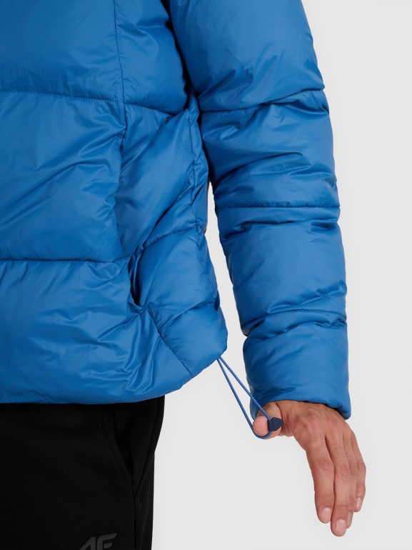 Męska kurtka puchowa pikowana 4F 4FWAW25TDJAM601 - niebieska