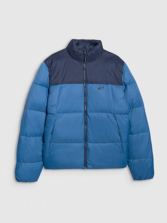 Męska kurtka puchowa pikowana 4F 4FWAW25TDJAM601 - niebieska
