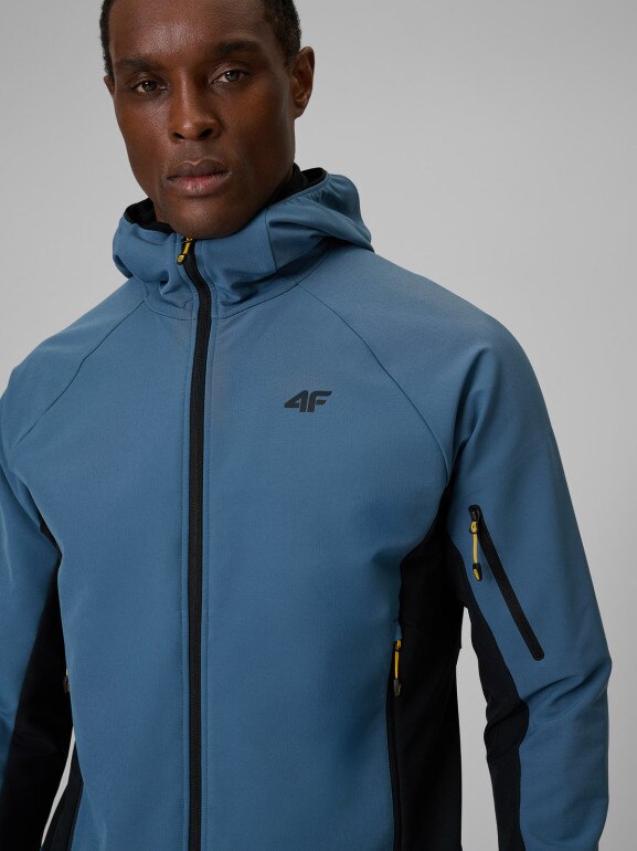 Męska kurtka trekkingowa softshell 4F 4FRSS26TSOFM644 - denim