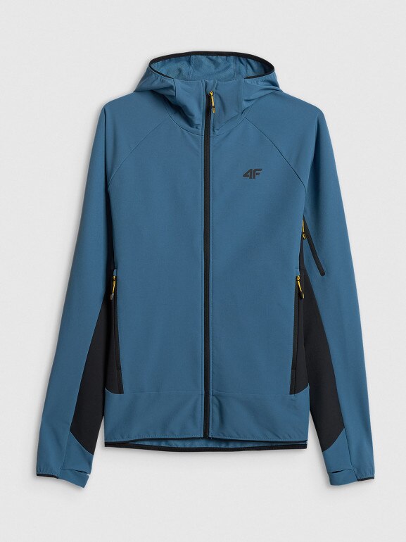 Męska kurtka trekkingowa softshell 4F 4FRSS26TSOFM644 - denim