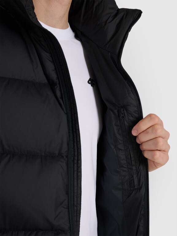 Męski bezrękawnik pikowany z puchem naturalnym 4F 4FWAW25TVJAM228 - czarny