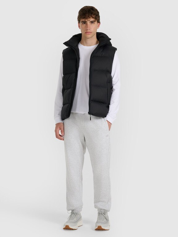 Męski bezrękawnik pikowany z puchem naturalnym 4F 4FWAW25TVJAM228 - czarny