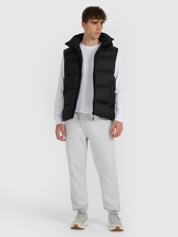Męski bezrękawnik pikowany z puchem naturalnym 4F 4FWAW25TVJAM228 - czarny