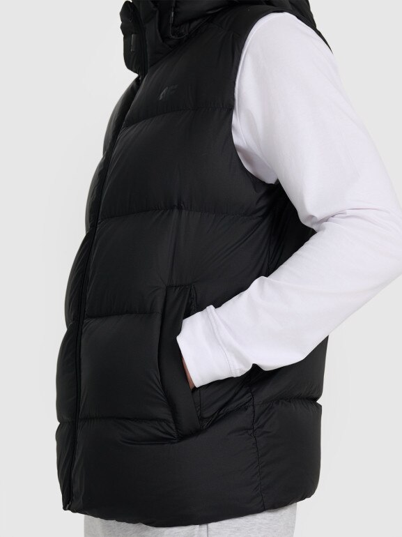 Męski bezrękawnik pikowany z puchem naturalnym 4F 4FWAW25TVJAM228 - czarny