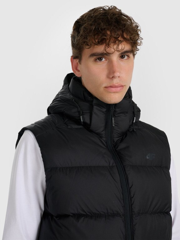 Męski bezrękawnik pikowany z puchem naturalnym 4F 4FWAW25TVJAM228 - czarny