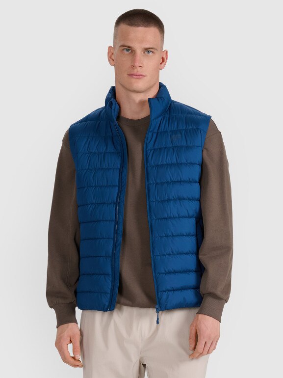 Męski bezrękawnik puchowy 4F 4FWAW25TVJAM224 - niebieski