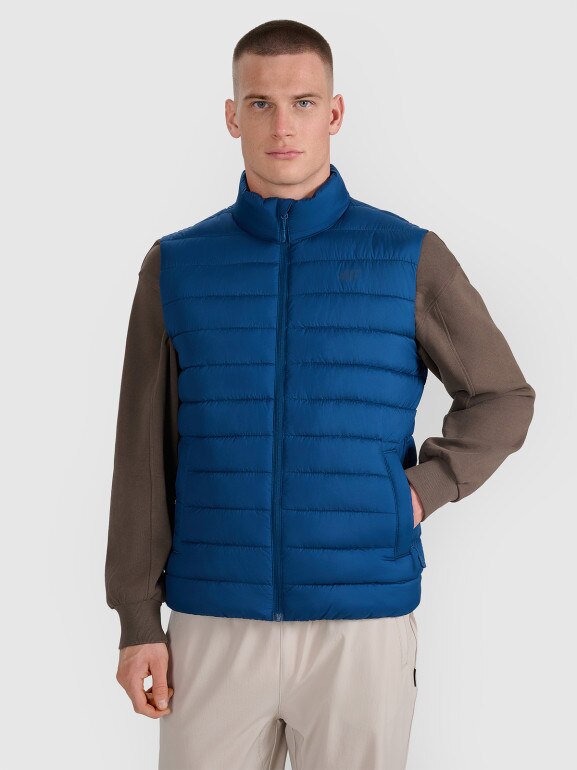 Męski bezrękawnik puchowy 4F 4FWAW25TVJAM224 - niebieski