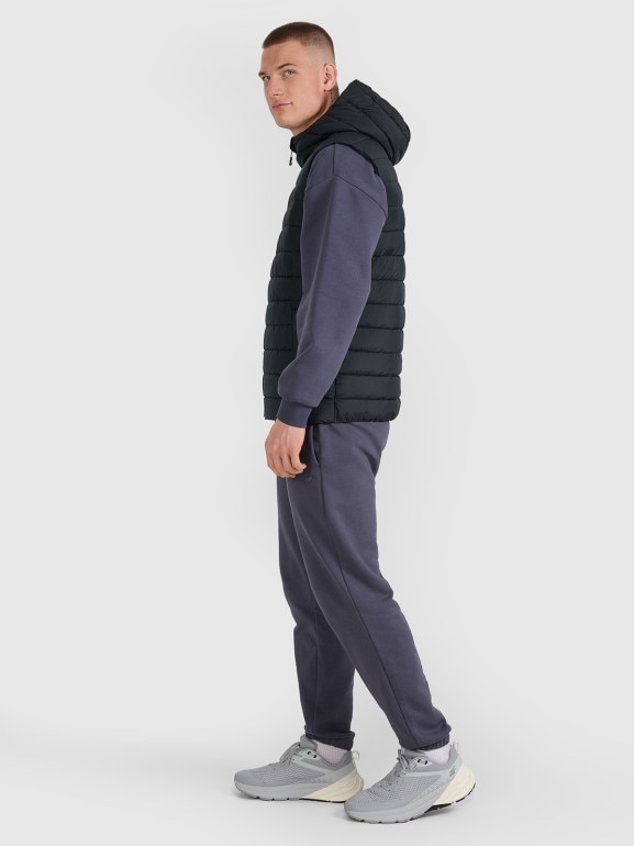 Męski bezrękawnik puchowy pikowany 4F 4FWAW25TVJAM225 - czarny