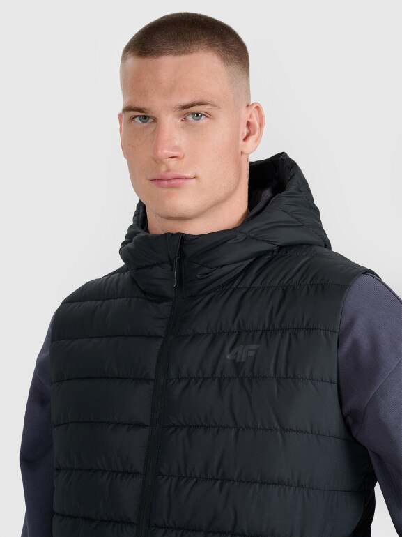 Męski bezrękawnik puchowy pikowany 4F 4FWAW25TVJAM225 - czarny