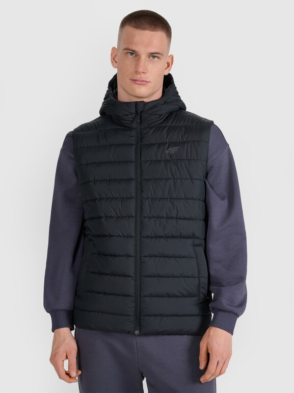 Męski bezrękawnik puchowy pikowany 4F 4FWAW25TVJAM225 - czarny