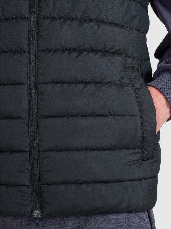 Męski bezrękawnik puchowy pikowany 4F 4FWAW25TVJAM225 - czarny