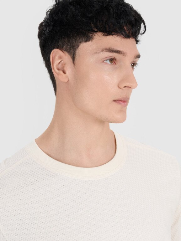 Męski longsleeve 4F 4FRSS25TLONM518 - biały