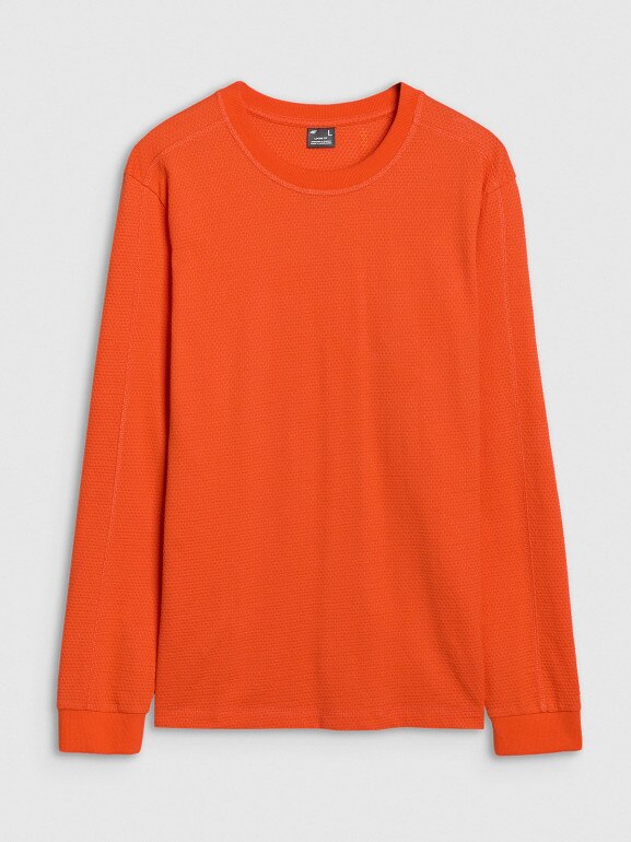 Męski longsleeve basic 4F 4FRSS25TLONM518 - pomarańczowy