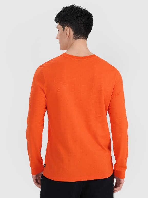 Męski longsleeve basic 4F 4FRSS25TLONM518 - pomarańczowy
