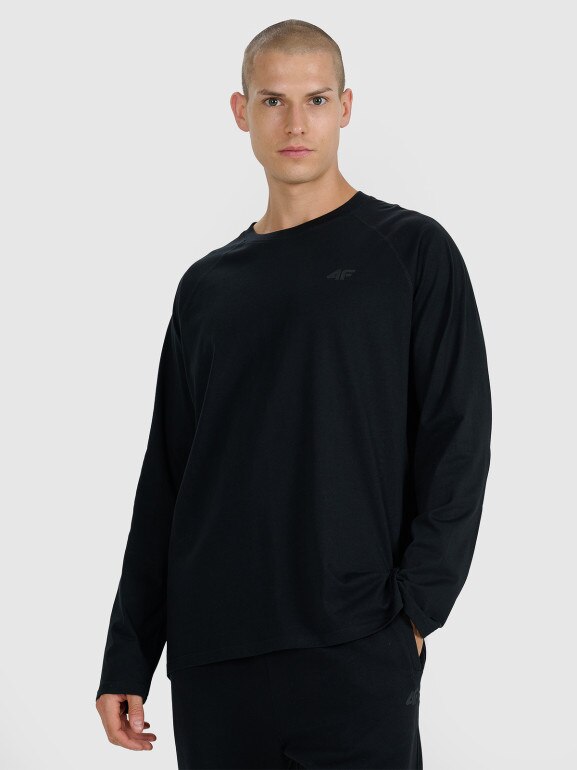 Męski longsleeve basic 4F 4FWAW25TLONM474 - czarny