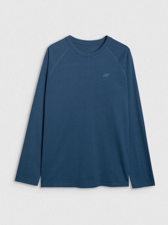 Męski longsleeve basic 4F 4FWAW25TLONM474 - granatowy