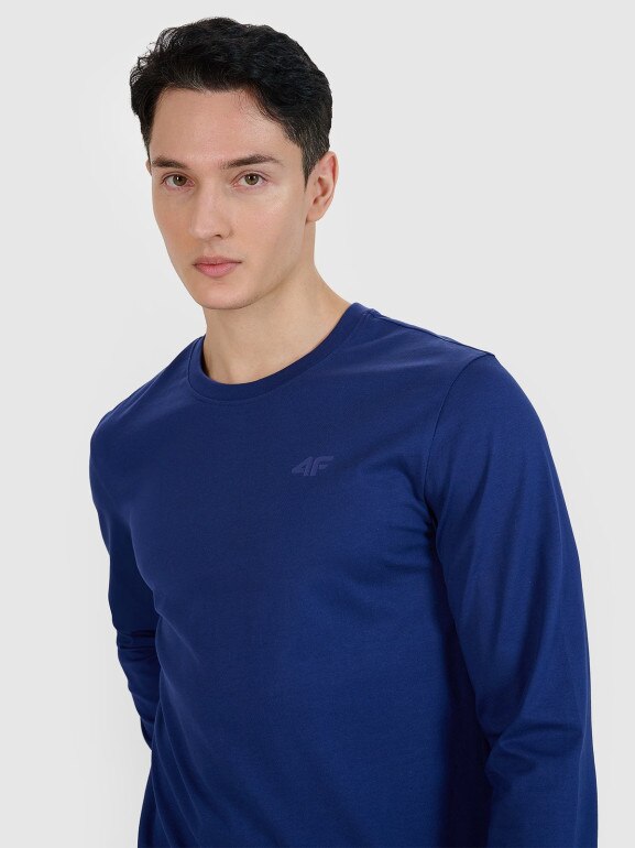 Męski longsleeve basic 4F 4FWMM00TLONM432 - granatowy