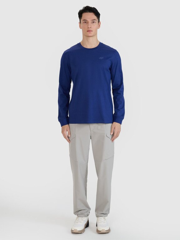 Męski longsleeve basic 4F 4FWMM00TLONM432 - granatowy
