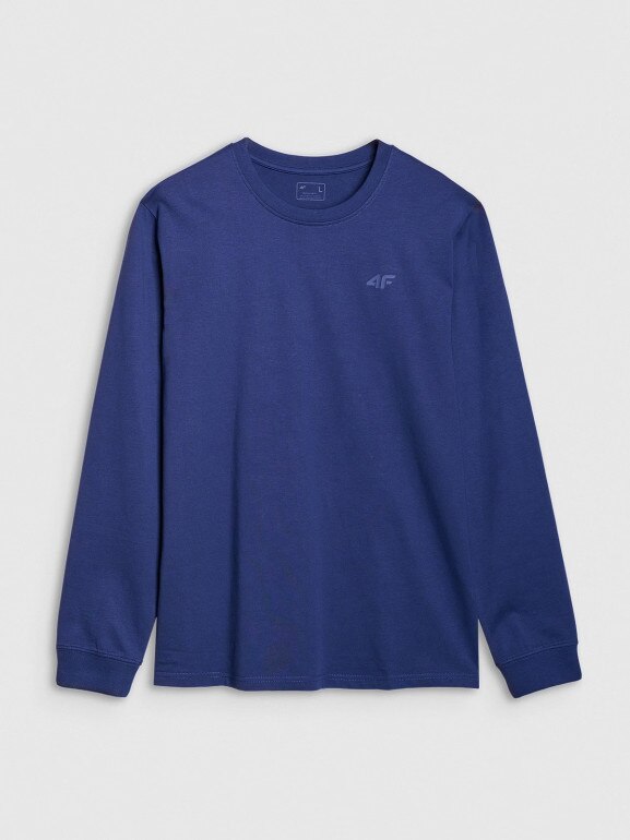 Męski longsleeve basic 4F 4FWMM00TLONM432 - granatowy