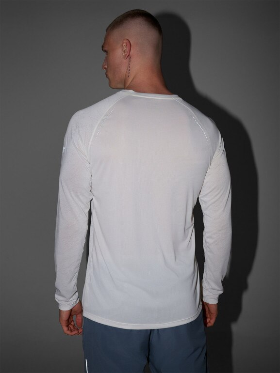 Męski longsleeve do biegania 4F 4FWAW25TFLOM413 - biały
