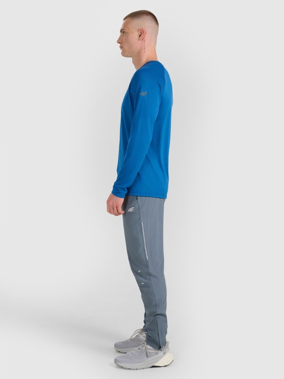 Męski longsleeve do biegania 4F 4FWAW25TFLOM413 - niebieski