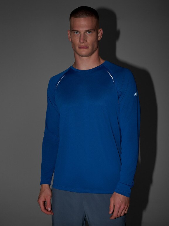 Męski longsleeve do biegania 4F 4FWAW25TFLOM413 - niebieski