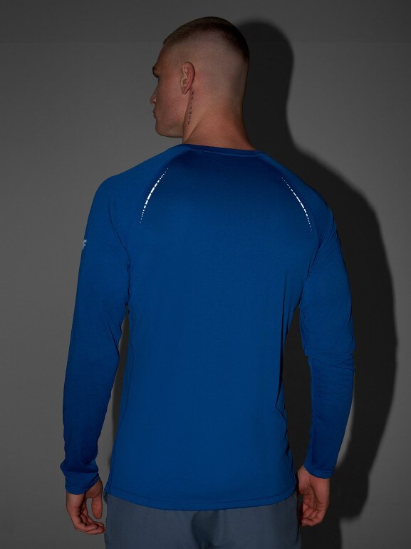 Męski longsleeve do biegania 4F 4FWAW25TFLOM413 - niebieski