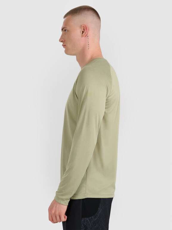 Męski longsleeve do biegania 4F 4FWAW25TFLOM413 - oliwkowy