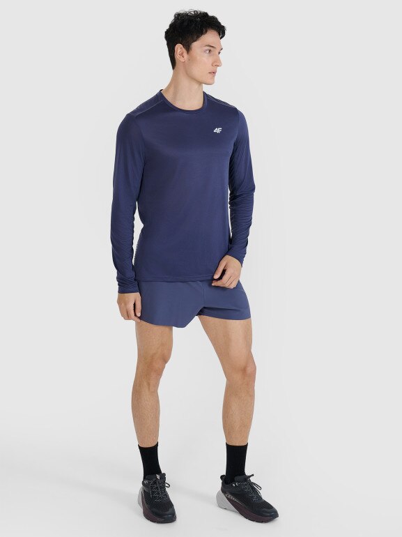 Męski longsleeve do biegania 4F 4FWSS25TFLOM326 - granatowy
