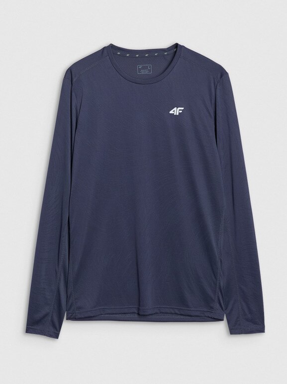 Męski longsleeve do biegania 4F 4FWSS25TFLOM326 - granatowy